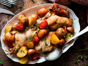 Coelho Assado no Forno com Batatas