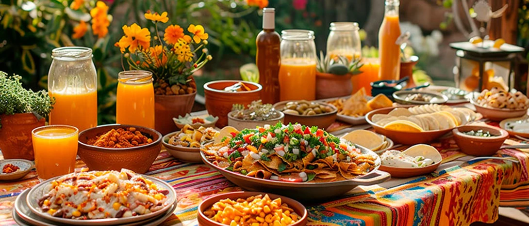 Comida mexicana para um jantar mexicano