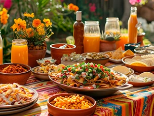 Comida mexicana para um jantar mexicano